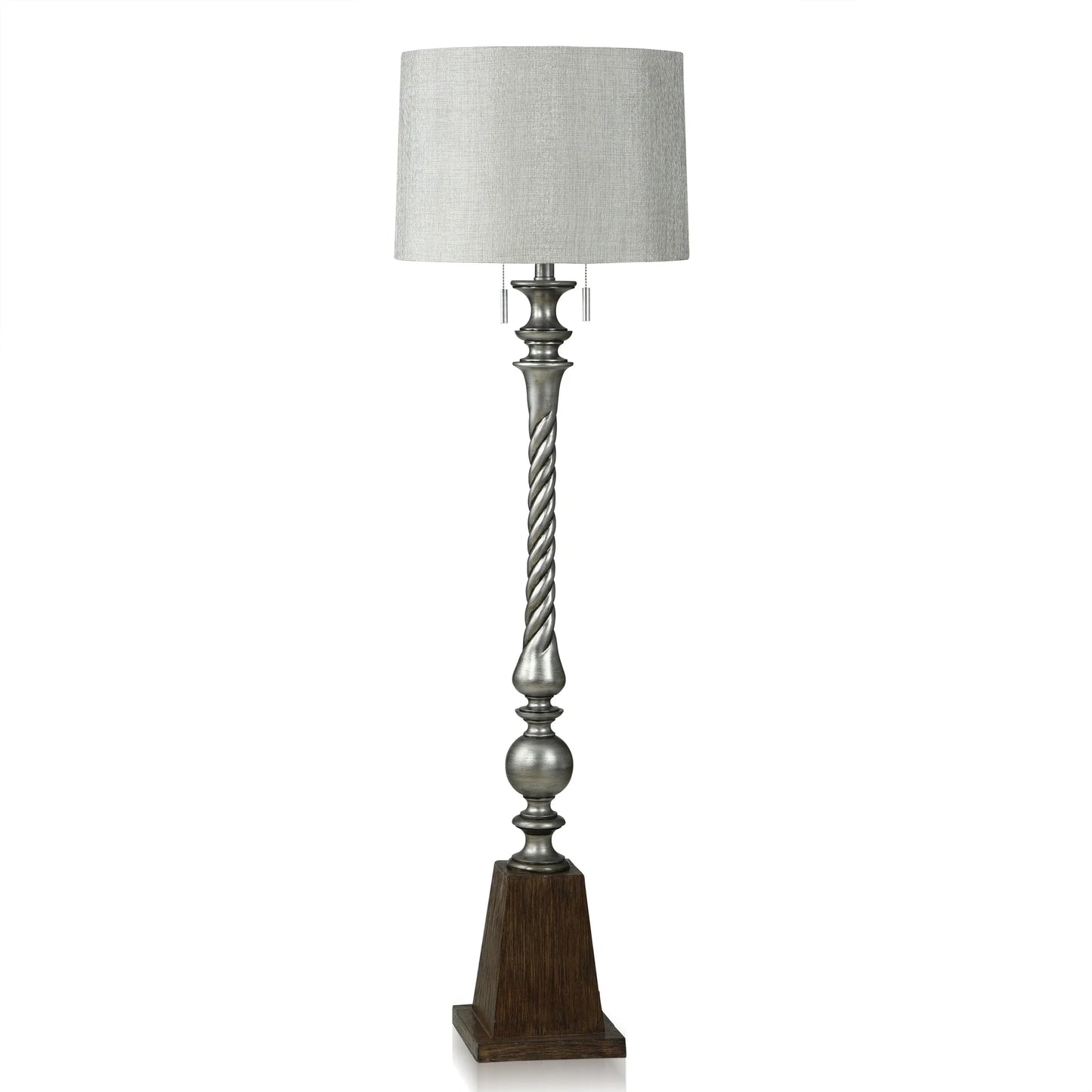 INDIA SILVER AND BROWN FLOOR LAMP