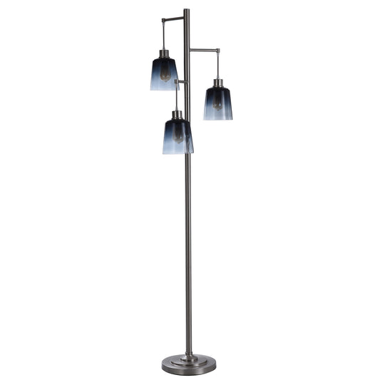 GLASS AND STEEL FLOOR LAMP