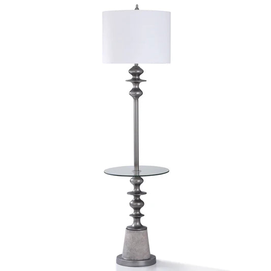 SILVER POLY FLOOR LAMP W/ TABLE