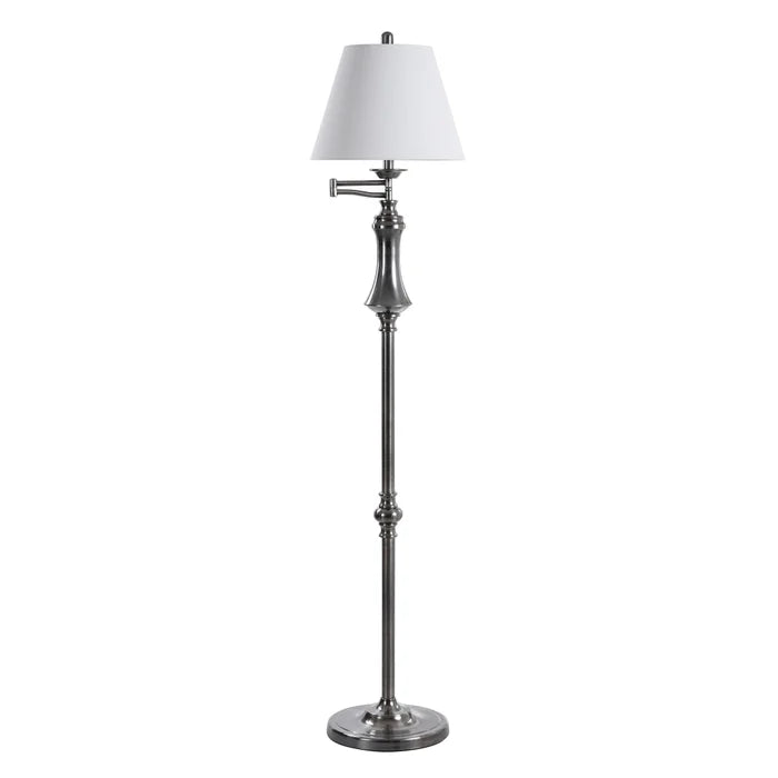 Brushed steel swing arm floor lamp