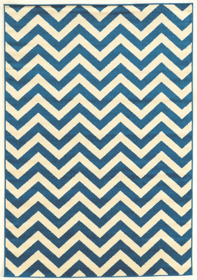 Claremont Chevron Blue 5ftx7ft