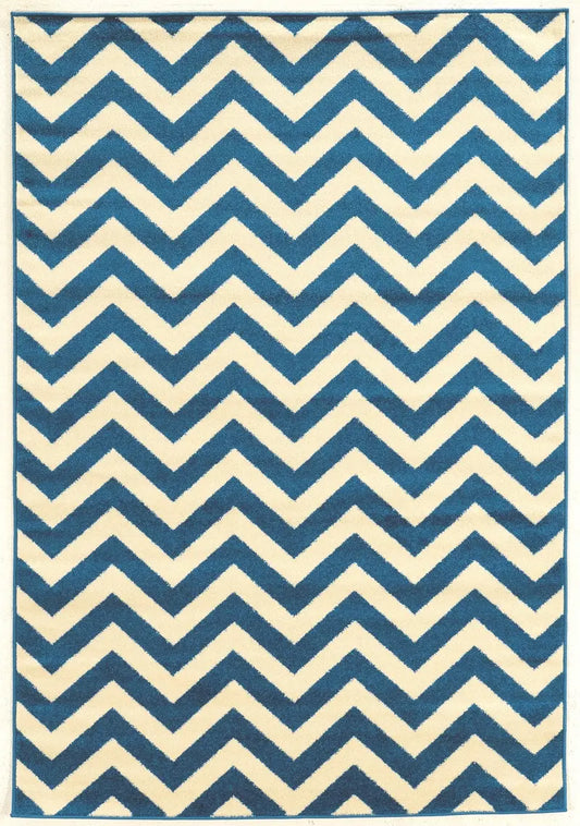 Claremont Chevron Blue 5ftx7ft