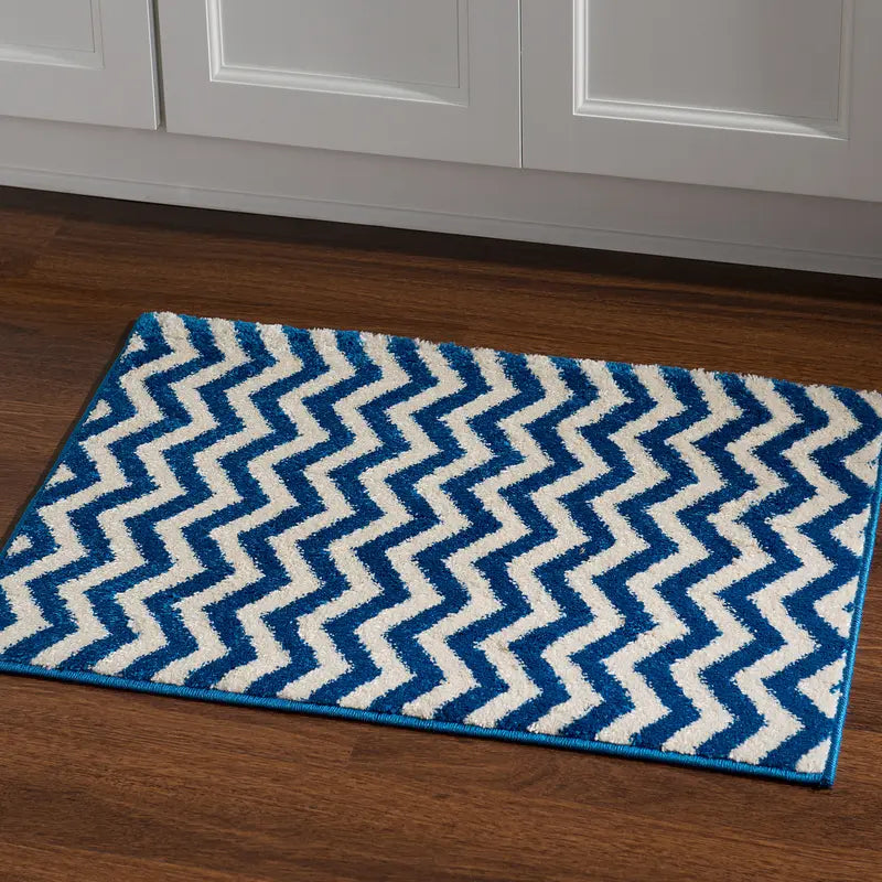 Claremont Chevron Blue 5ftx7ft