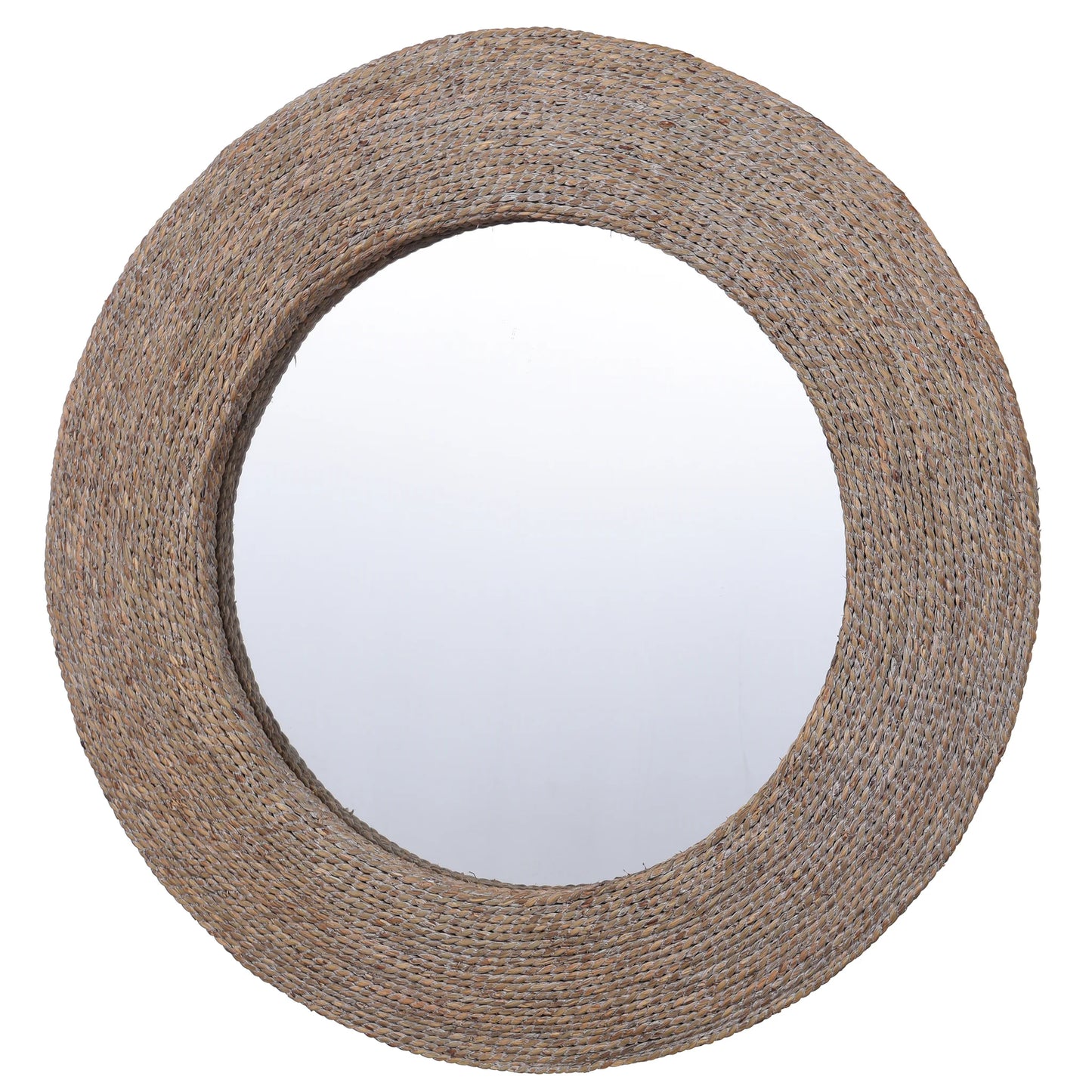 WHITE WASHED ROPE TIE Round Mirror with Rope Detail