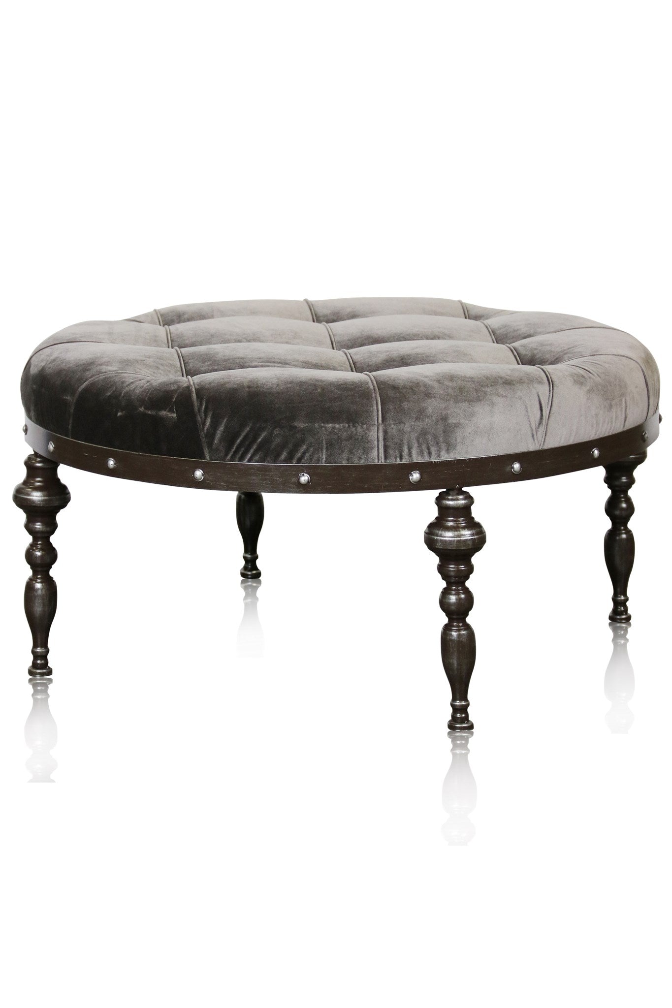 Round velvet top ottoman