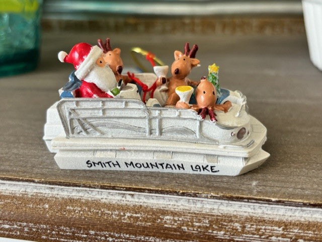 SML PONTOON BOAT ORNAMENT