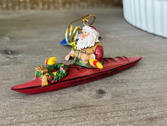 SANTA ON KAYAK ORNAMENT