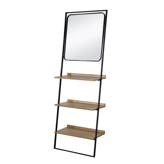 NATURAL WALL SHELF WITH MIRROR